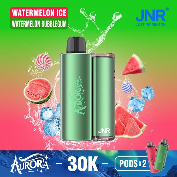 Flavour Watermelon Ice and Watermelon Bubblegum of JNR Aurora 30k Pod vape Kit - Box of 5