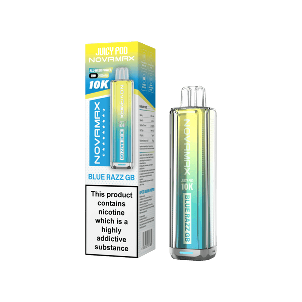 Juicy Pod Novamax 10k Prefilled Pod Vape Kit - Pack of 5 - Blue Razz GB - vapeukwholesale