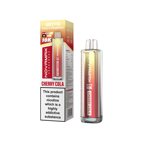 Juicy Pod Novamax 10k Prefilled Pod Vape Kit - Pack of 5 - Cherry Cola - vapeukwholesale
