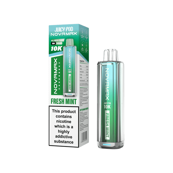 Juicy Pod Novamax 10k Prefilled Pod Vape Kit - Pack of 5 - Fresh Mint - vapeukwholesale