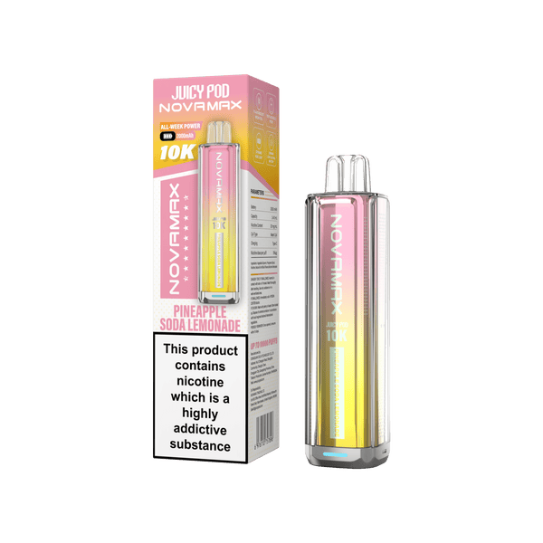 Juicy Pod Novamax 10k Prefilled Pod Vape Kit - Pack of 5 - Pineapple Soda Lemonade - vapeukwholesale
