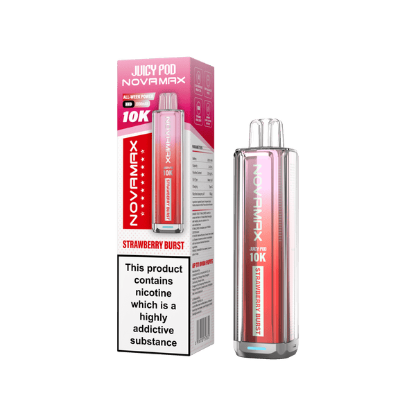 Juicy Pod Novamax 10k Prefilled Pod Vape Kit - Pack of 5 - Strawberry Burst - vapeukwholesale