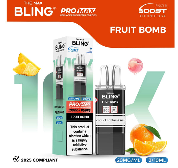 The Bling 10k Pro Max Replacement Pods (BOX OF 5) - Fruit Bomb - vapeukwholesale