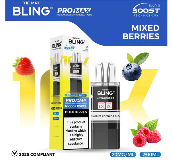 The Bling 10k Pro Max Replacement Pods (BOX OF 5) - Mixed Berries - vapeukwholesale