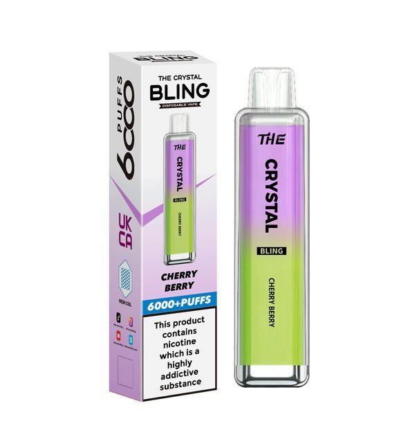 The Crystal Bling 6000 Prefilled Pod Vape - Box of 10 Cherry Peach Lemonade ( £19.99 )