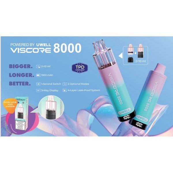 Uwell Viscore 8000 Disposable Vape Pack of 5 - #Simbavapeswholesale#