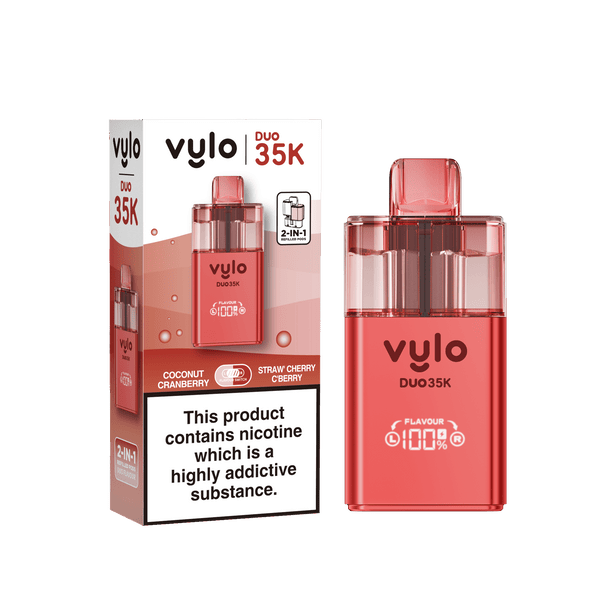 Vylo Duo 35k Prefilled 2 in 1 Pod Vape Box of 5 - Coconut Cranberry & Straw Cherry Cranberry - vapeukwholesale