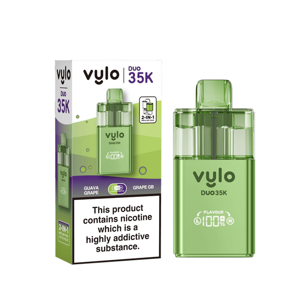 Vylo Duo 35k Prefilled 2 in 1 Pod Vape Box of 5 - Guava Grape & Grape GB - vapeukwholesale