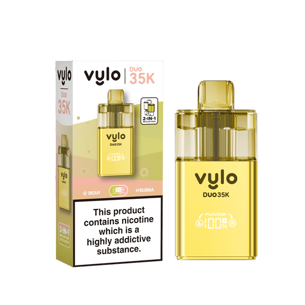 Vylo Duo 35k Prefilled 2 in 1 Pod Vape Box of 5 - Gummy Bear & Hubba Bubba - vapeukwholesale