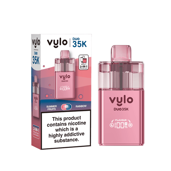 Vylo Duo 35k Prefilled 2 in 1 Pod Vape Box of 5 - Summer Fruits & Rainbow - vapeukwholesale