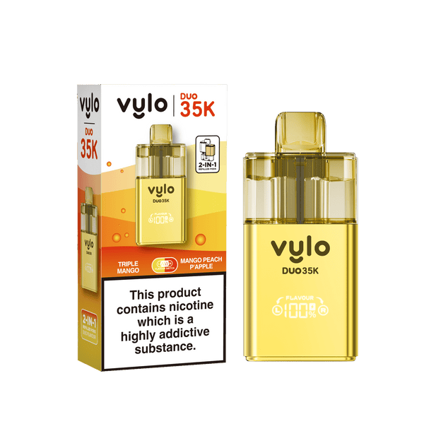 Vylo Duo 35k Prefilled 2 in 1 Pod Vape Box of 5 - Triple Mango & Mango Peach Pineapple - vapeukwholesale