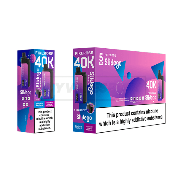 Elux Firerose Slidego 40K Prefilled Vape Kit 5 Pack Blueberry Raspberry Blueberry Cherry Cranberry
