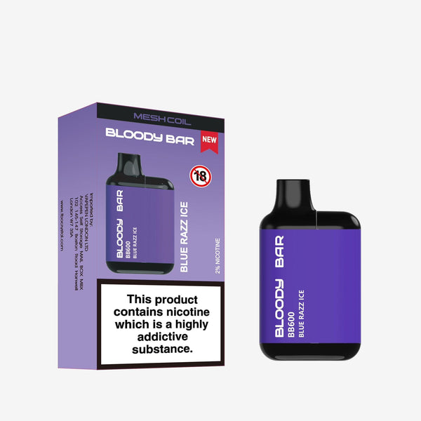 Bloody Bar BB600 Prefilled Pod Vape Pack of 10 - Blue Razz Ice - vapeukwholesale