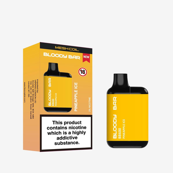Bloody Bar BB600 Prefilled Pod Vape Pack of 10 - Pineapple Ice - vapeukwholesale
