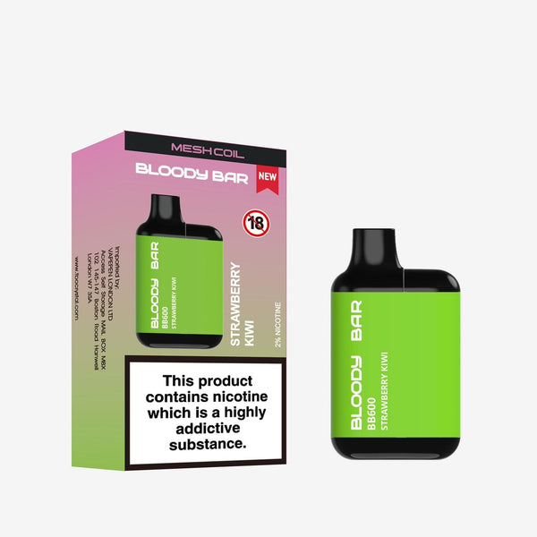 Bloody Bar BB600 Prefilled Pod Vape Pack of 10 - Strawberry Kiwi - vapeukwholesale