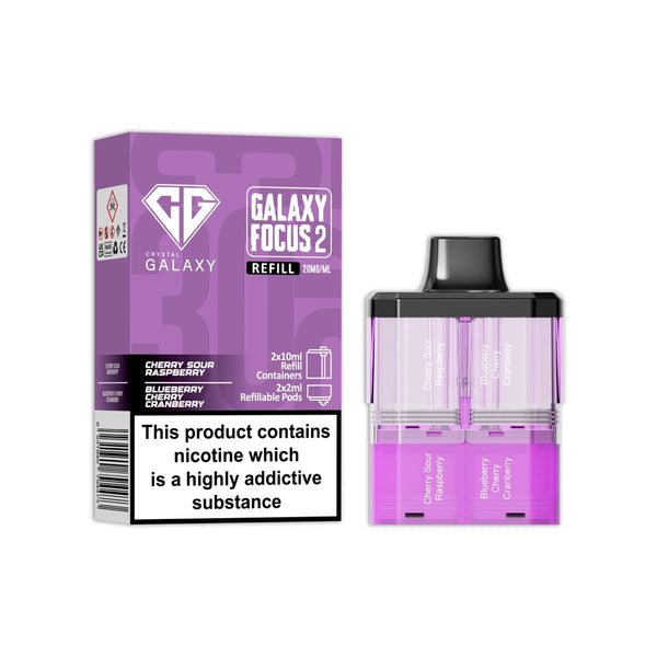 Crystal Galaxy Focus 2 Replacement Pods Pack of 5 - Cherry Sour Raspberry / Blueberry Cherry Cranberry - vapeukwholesale