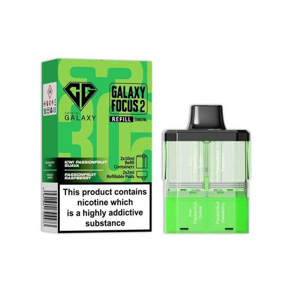 Crystal Galaxy Focus 2 Replacement Pods Pack of 5 - Kiwi Passionfruit Guava / Passionfruit Raspberry - vapeukwholesale