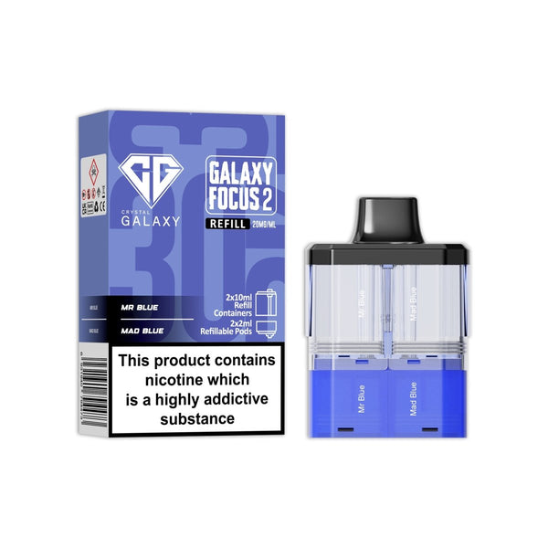 Crystal Galaxy Focus 2 Replacement Pods Pack of 5 - Mr Blue / Mad Blue - vapeukwholesale