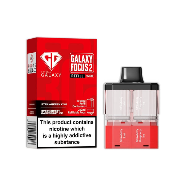 Crystal Galaxy Focus 2 Replacement Pods Pack of 5 - Strawberry Kiwi / Strawberry Raspberry - vapeukwholesale