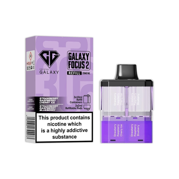 Crystal Galaxy Focus 2 Replacement Pods Pack of 5 - Strawberry Raspberry Cherry Ice / Strawberry Raspberry Blueberry - vapeukwholesale