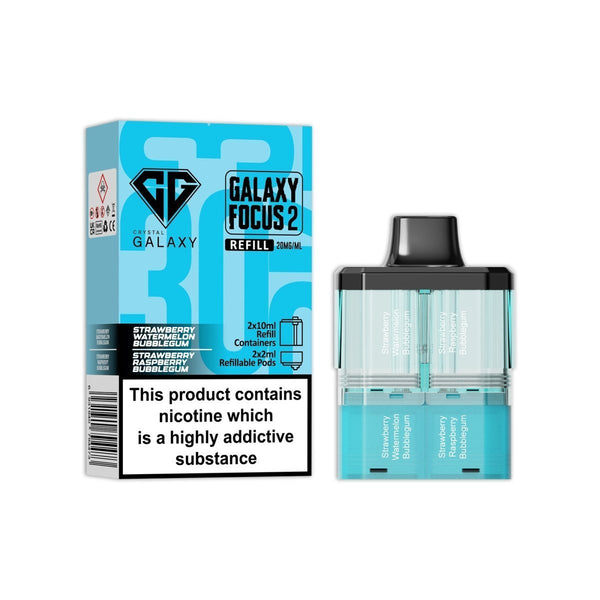 Crystal Galaxy Focus 2 Replacement Pods Pack of 5 - Strawberry Watermelon Bubble Gum / Strawberry Raspberry Bubble Gum - vapeukwholesale