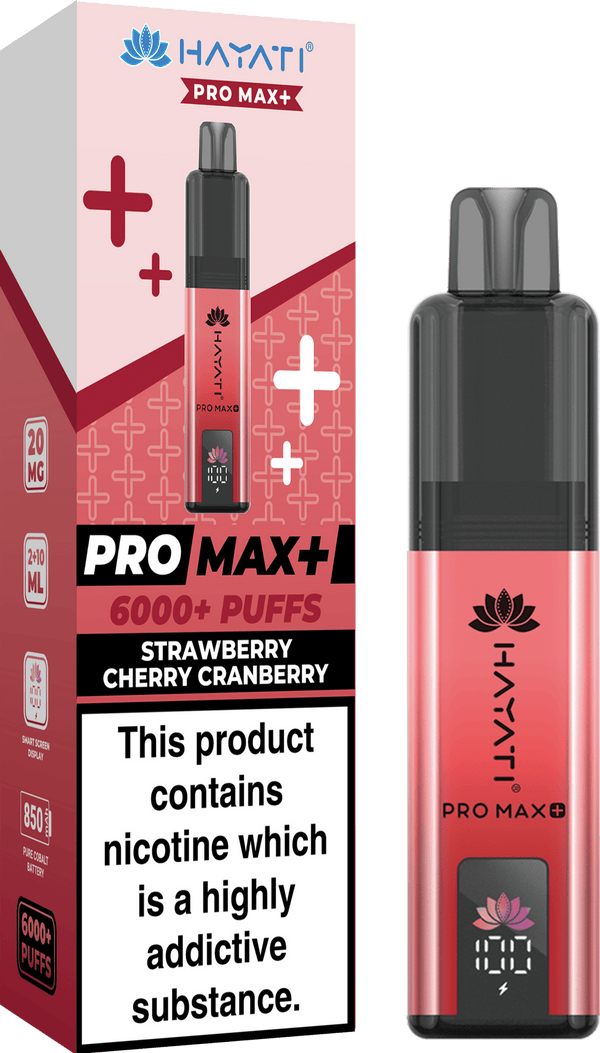 Hayati Pro Max Plus 6000 Vape Box of 5 - Flavour Strawberry Cherry Cranberry