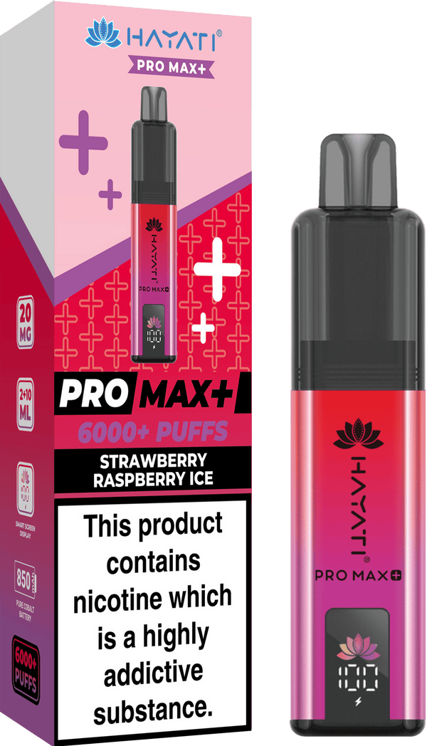 Hayati Pro Max Plus 6000 Vape Box of 5 - Flavour Strawberry Raspberry Ice