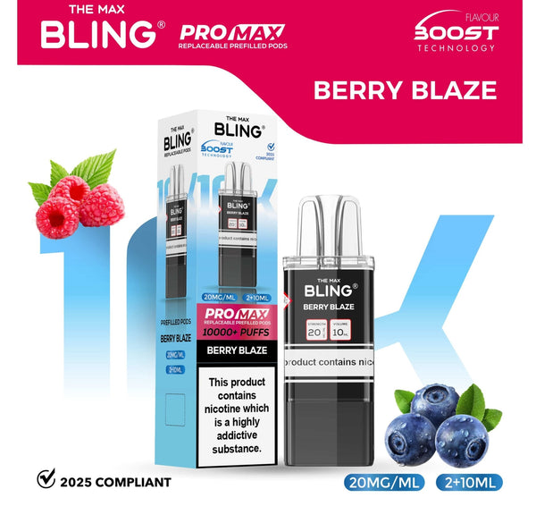 The Bling 10k Pro Max Replacement Pods (BOX OF 5) - Berry Blaze - vapeukwholesale