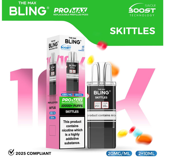 The Bling 10k Pro Max Replacement Pods (BOX OF 5) - Skittles - vapeukwholesale