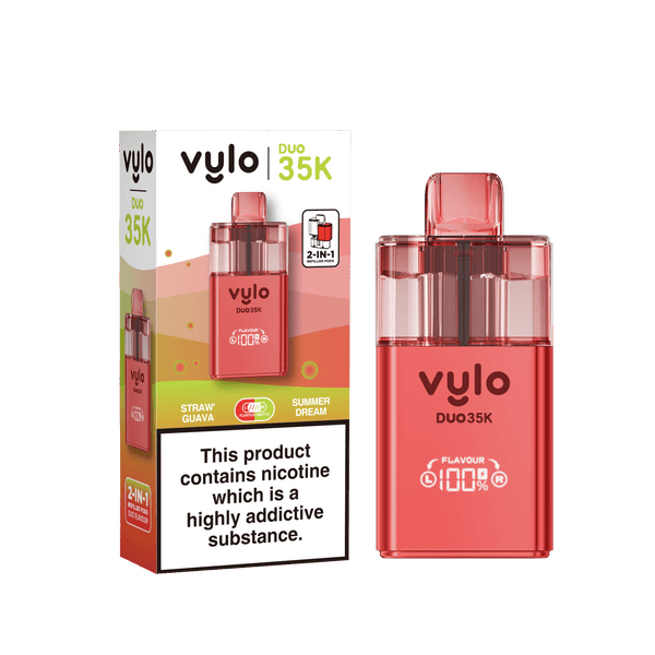 Vylo Duo 35k Prefilled 2 in 1 Pod Vape Box of 5 - Straw Guava & Summer Dream - vapeukwholesale